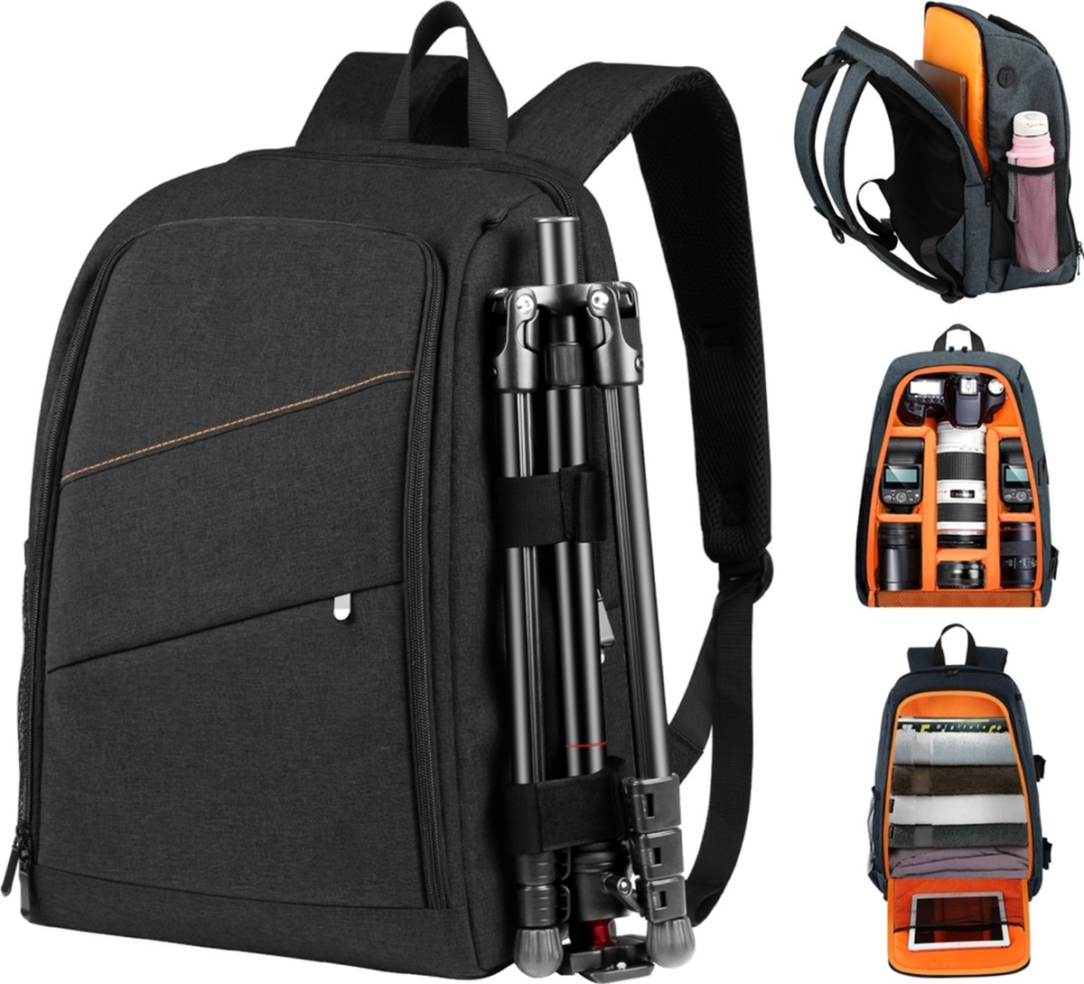 Cameratas Spiegelreflexcamera – met Laptopvak en Regenhoes - 30L