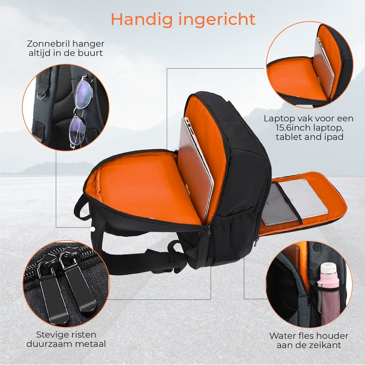 Cameratas Spiegelreflexcamera – met Laptopvak en Regenhoes - 30L