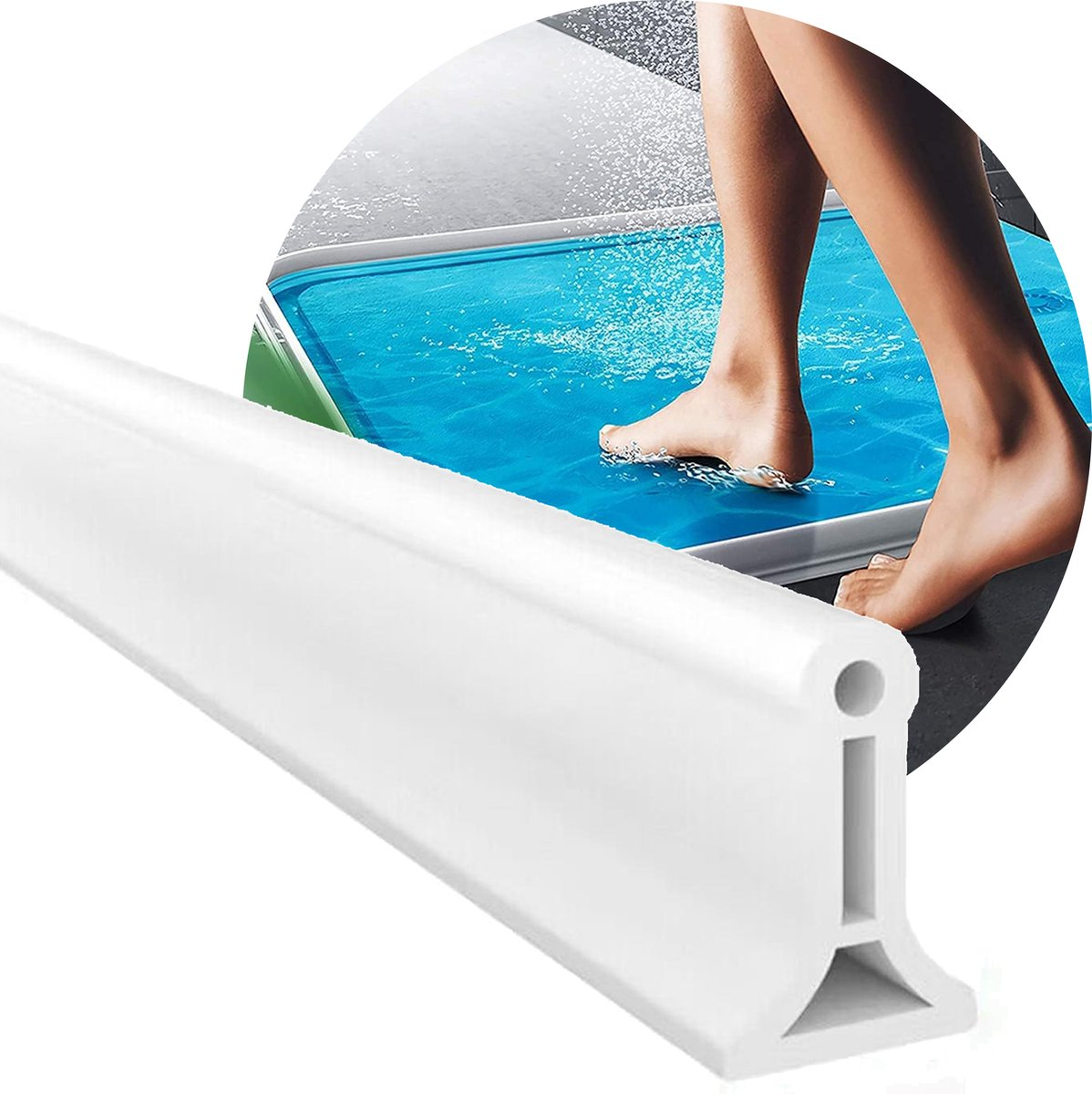 Waterkering Douche Zelfklevend – Waterstopper –  200 cm x 4cm x 3cm – Wit