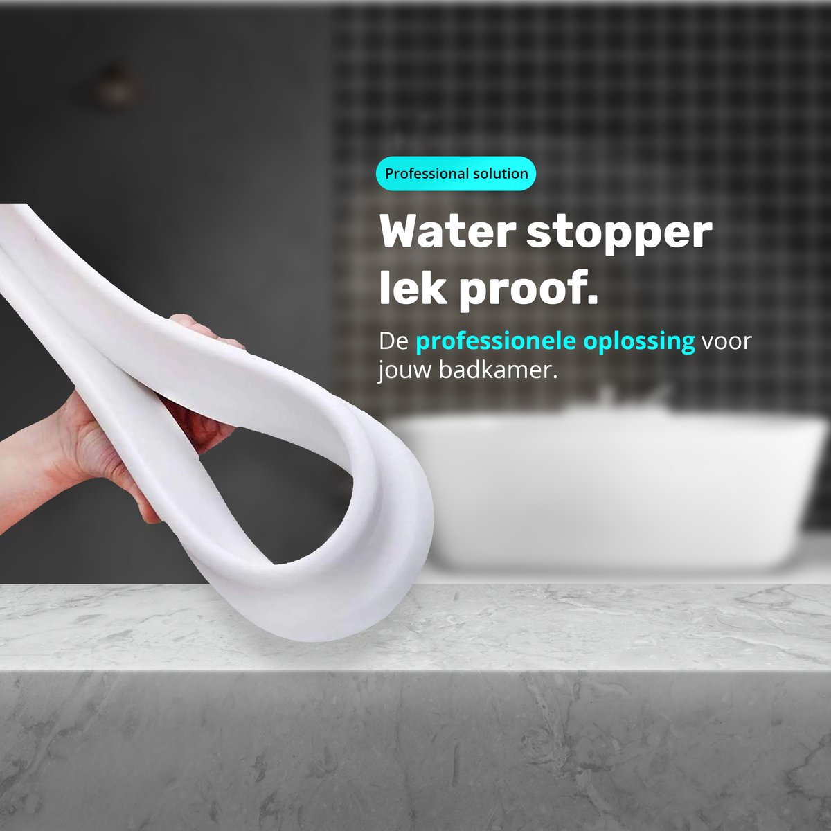 Waterkering Douche Zelfklevend – Waterstopper –  200 cm x 4cm x 3cm – Wit