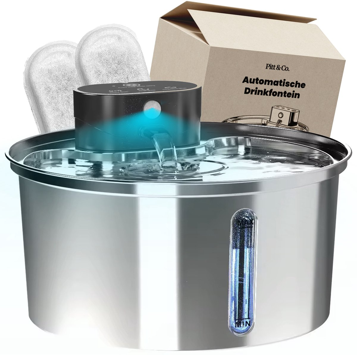 Drinkfontein Kat 3.2 L Draadloos – RVS met Sensor