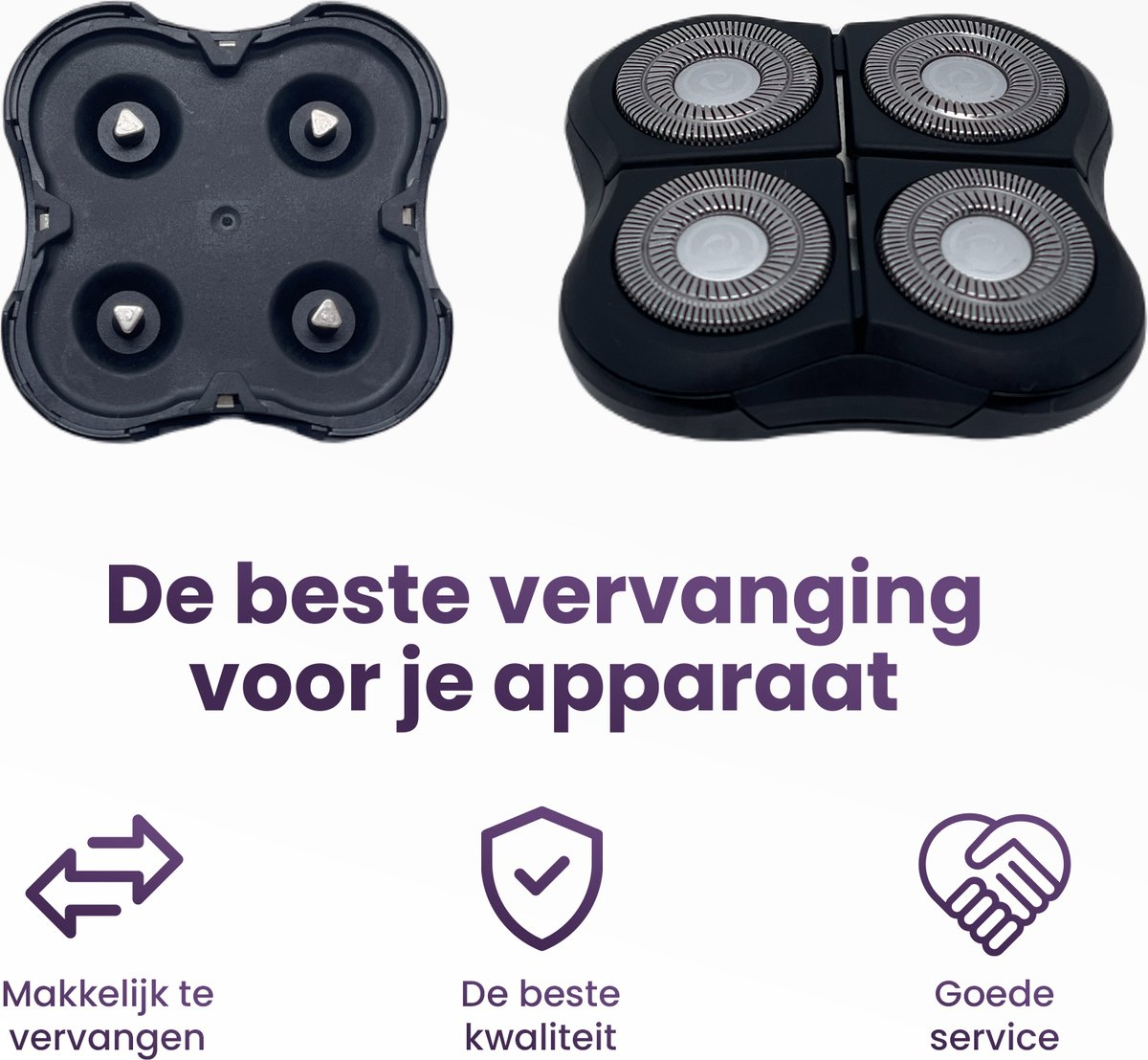 Scheerkop 4D geschikt voor Philips Series 7000 series 5000 series 9000 – Geschikt voor RQ11 RQ12 RQ10 - Zwart