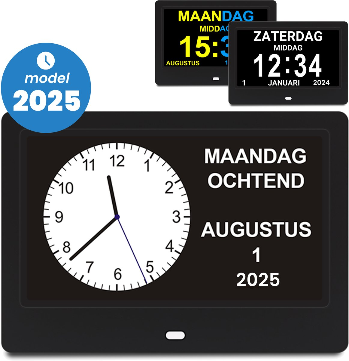 Dementieklok Analoog en Digitaal – Datum en Dag – 10 Inch
