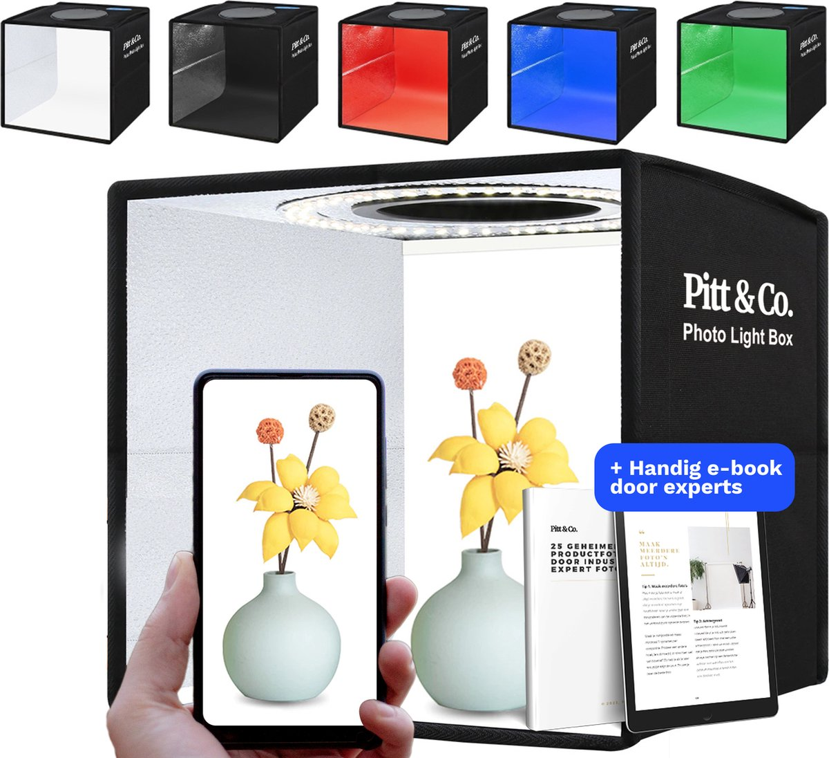 Fotostudio met led verlichting - 40cm x 40cm - Opvouwbaar -Zwart