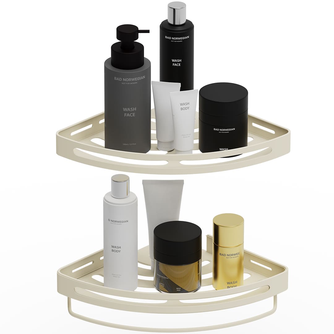 Doucherek zonder boren Creme – Badkamer accessoires – 2 stuks