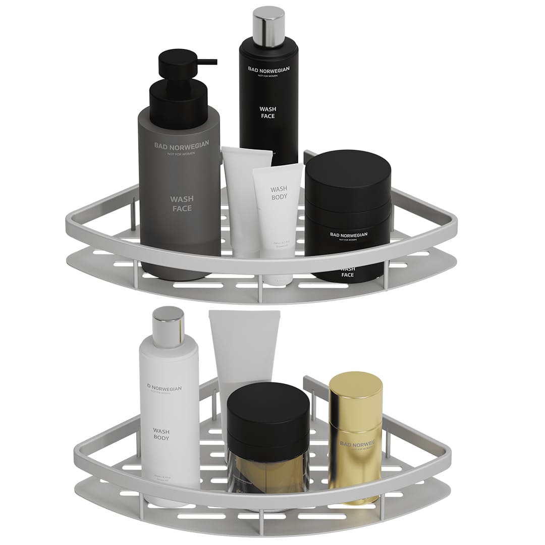 Doucherek Zonder Boren Zilver – Badkamer Accessoires – 2 stuks